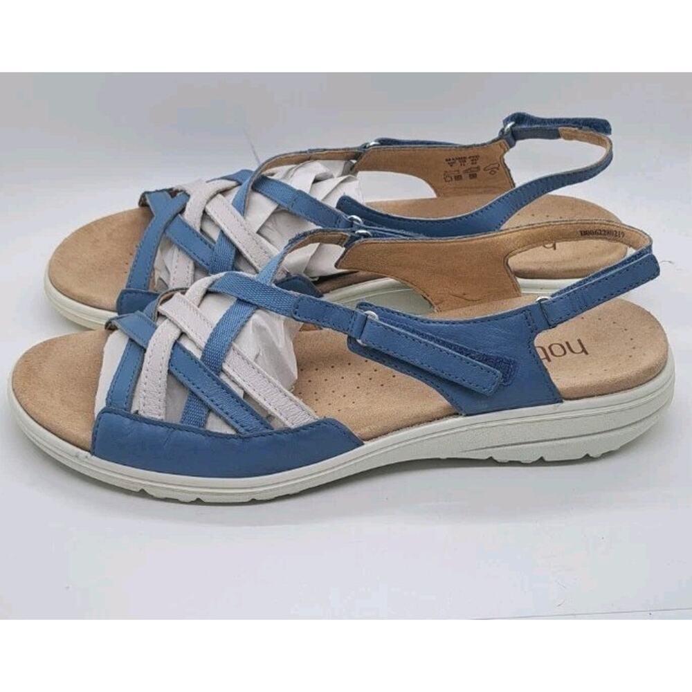 Hotter England Strappy Leather Maisie STD Slingback Sandals Womens 11 Blue Retro - Picture 3 of 9